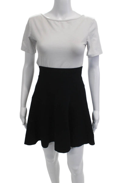 BCBGMAXAZRIA Womens A-Line Skater Skirt Black Rayon Polyester Size XS