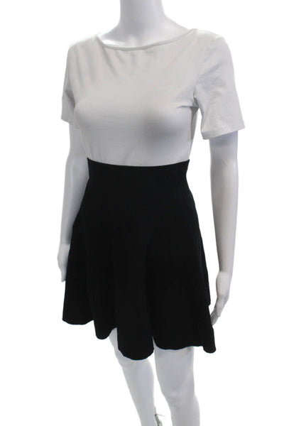 BCBGMAXAZRIA Womens A-Line Skater Skirt Black Rayon Polyester Size XS