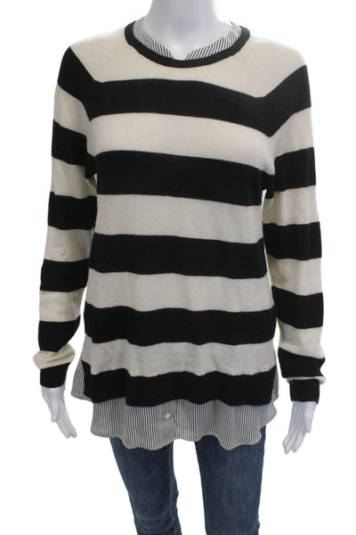 Joie Unisex Pullover 100% Cashmere Striped Black Sweater Size S