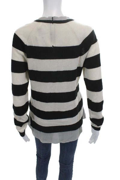 Joie Unisex Pullover 100% Cashmere Striped Black Sweater Size S