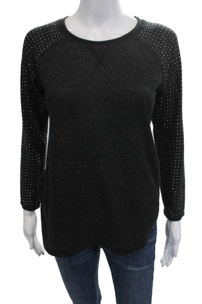 Rebecca Taylor Womens Pullover Sweatshirt Black Long Sleeve Crew Neck Size XS