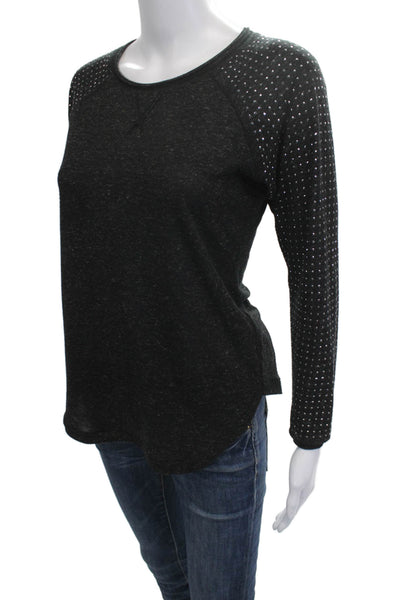 Rebecca Taylor Womens Pullover Sweatshirt Black Long Sleeve Crew Neck Size XS