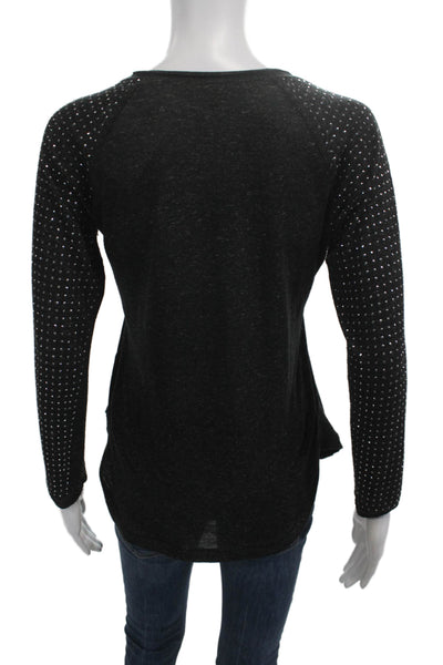 Rebecca Taylor Womens Pullover Sweatshirt Black Long Sleeve Crew Neck Size XS