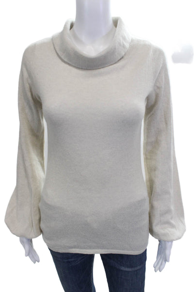 Autumn Cashmere Unisex Pullover Sweater Beige Mock Neck Long Sleeve Size S