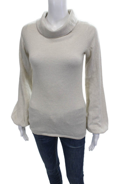 Autumn Cashmere Unisex Pullover Sweater Beige Mock Neck Long Sleeve Size S
