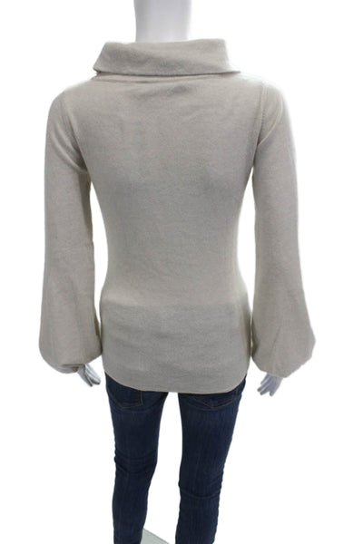 Autumn Cashmere Unisex Pullover Sweater Beige Mock Neck Long Sleeve Size S
