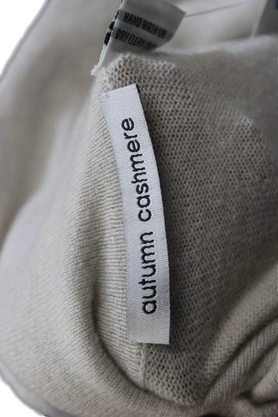 Autumn Cashmere Unisex Pullover Sweater Beige Mock Neck Long Sleeve Size S