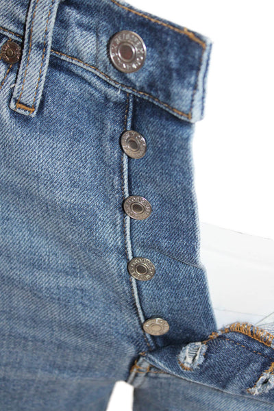 Re/Done Women Cropped Straight Jeans Blue Mid Rise 27 Inseam Size 25