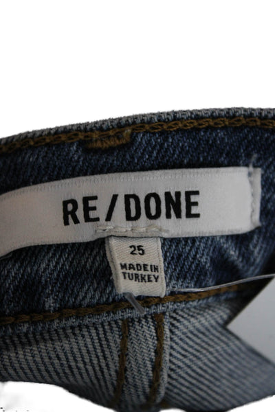Re/Done Women Cropped Straight Jeans Blue Mid Rise 27 Inseam Size 25