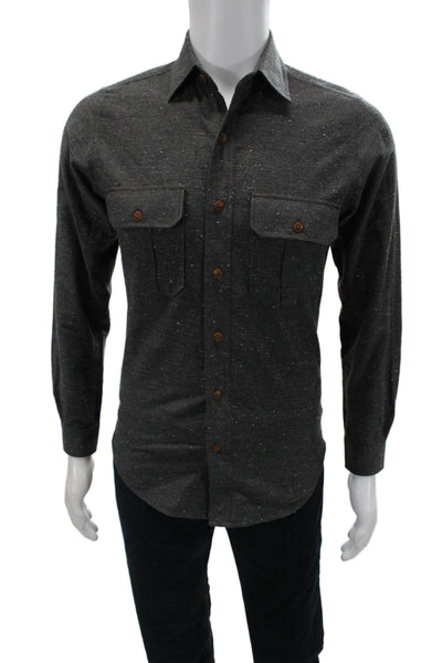 J Crew Mens Button Front Long Sleeve Collared Shirt Gray Cotton Size XS