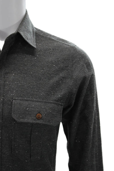 J Crew Mens Button Front Long Sleeve Collared Shirt Gray Cotton Size XS