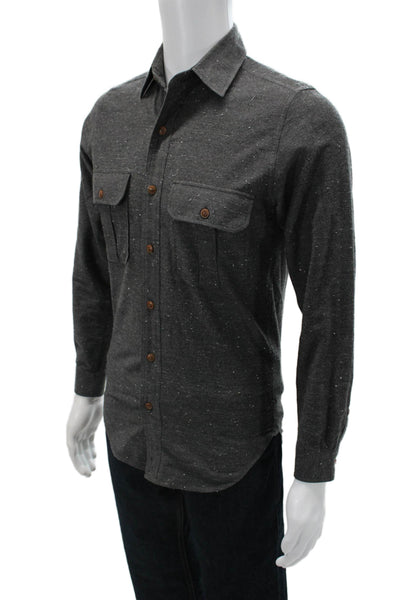 J Crew Mens Button Front Long Sleeve Collared Shirt Gray Cotton Size XS