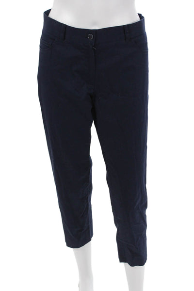 Metradamo Women Designer Dark Blue Cropped Ankle Pants Cotton Elastane Size 46