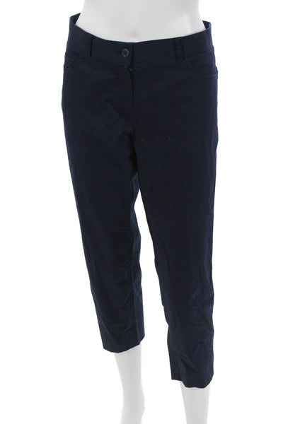 Metradamo Women Designer Dark Blue Cropped Ankle Pants Cotton Elastane Size 46