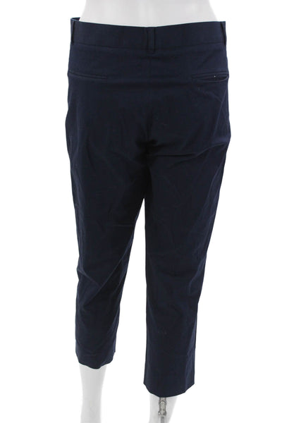 Metradamo Women Designer Dark Blue Cropped Ankle Pants Cotton Elastane Size 46