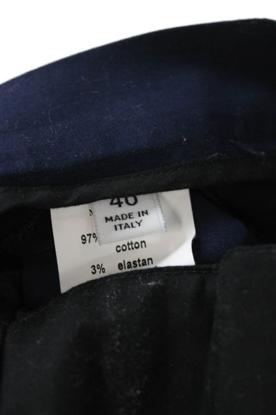 Metradamo Women Designer Dark Blue Cropped Ankle Pants Cotton Elastane Size 46