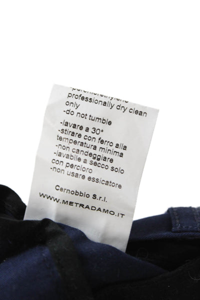 Metradamo Women Designer Dark Blue Cropped Ankle Pants Cotton Elastane Size 46