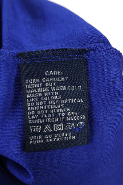 Ralph Lauren Golf Women Solid Blue Collared Short Sleeve Cotton Polo Size M