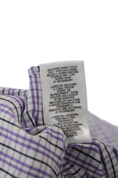 Michael Kors Mens Purple Cotton Collared Check Long Sleeve Button-Down Size L