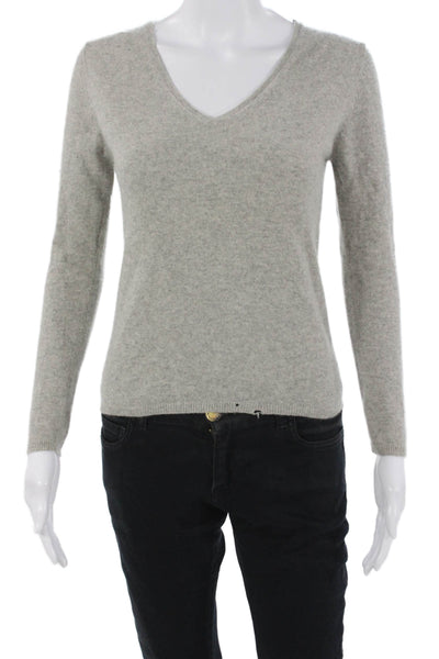 Sutton Cashmere Unisex V-Neck Gray 100% Cashmere Pullover Sweater Size S