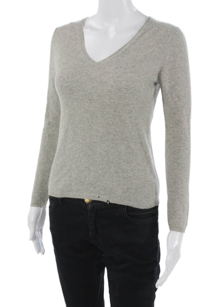 Sutton Cashmere Unisex V-Neck Gray 100% Cashmere Pullover Sweater Size S