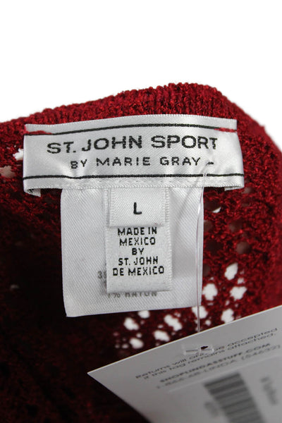 St. John Sport By Marie Gray Unisex Red Pullover Sweater Long Sleeve Size L