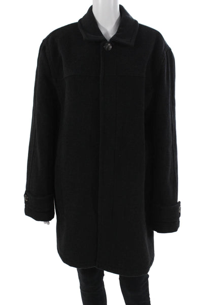Marc New York Mens Black Wool Cashmere Overcoat Collared Button Size L