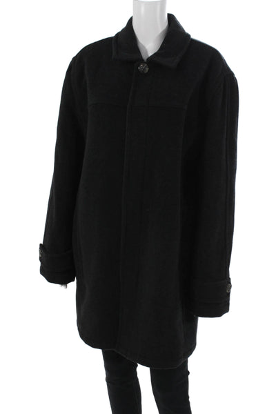 Marc New York Mens Black Wool Cashmere Overcoat Collared Button Size L