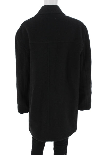 Marc New York Mens Black Wool Cashmere Overcoat Collared Button Size L