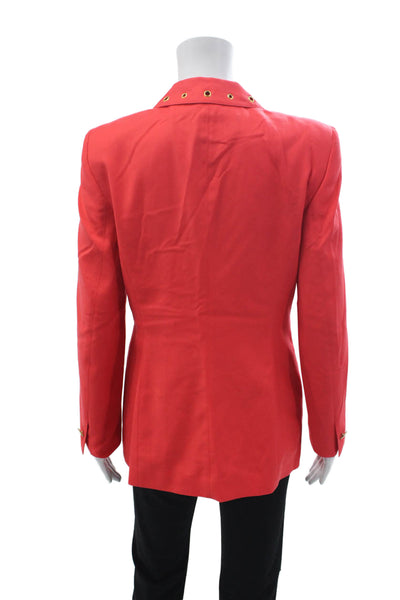 Escada Unisex Red Virgin Wool Collared Button Blazer 80s Long Sleeve Size 36