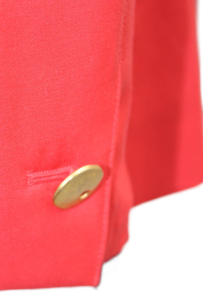 Escada Unisex Red Virgin Wool Collared Button Blazer 80s Long Sleeve Size 36