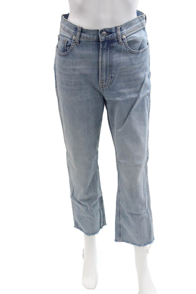 Everlane Unisex Bootcut Cropped Jeans Light Blue High Rise Button Size 26