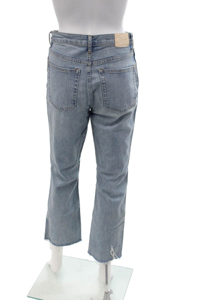 Everlane Unisex Bootcut Cropped Jeans Light Blue High Rise Button Size 26