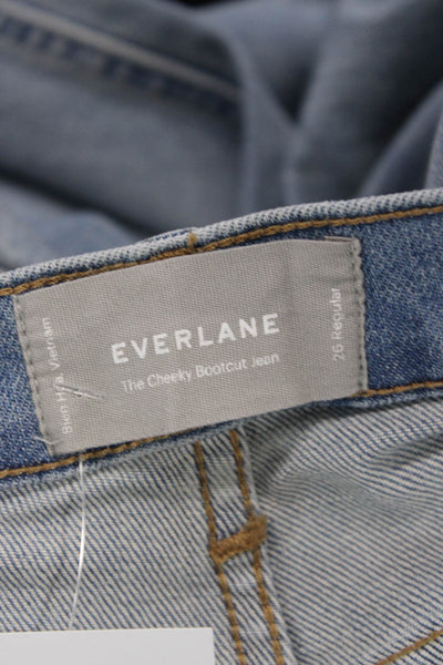 Everlane Unisex Bootcut Cropped Jeans Light Blue High Rise Button Size 26