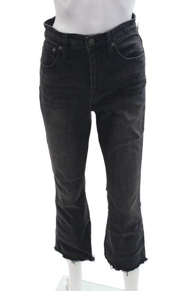 Madewell Womens Cropped Ankle Jeans Dark Gray High Rise Button Size 27