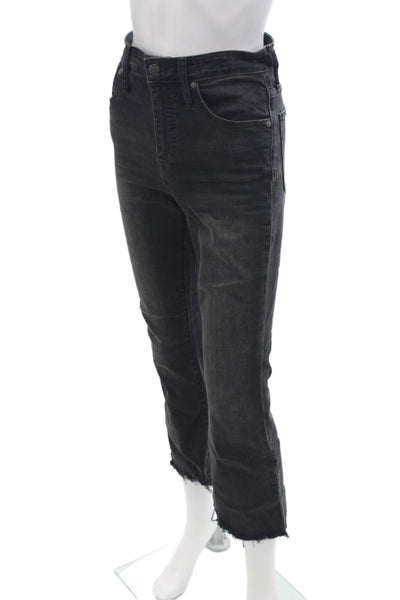 Madewell Womens Cropped Ankle Jeans Dark Gray High Rise Button Size 27