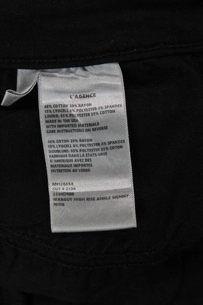 L'Agence Women Ankle Skinny Jeans Black High Rise Button Closure Size 28