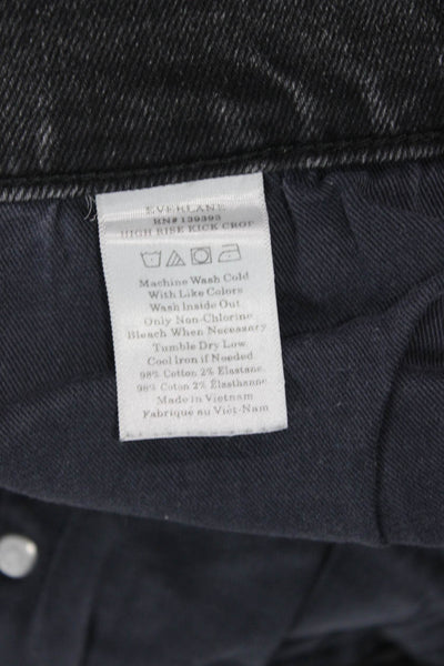 Everlane Women Cropped High Rise Dark Gray Jeans Button Size 27