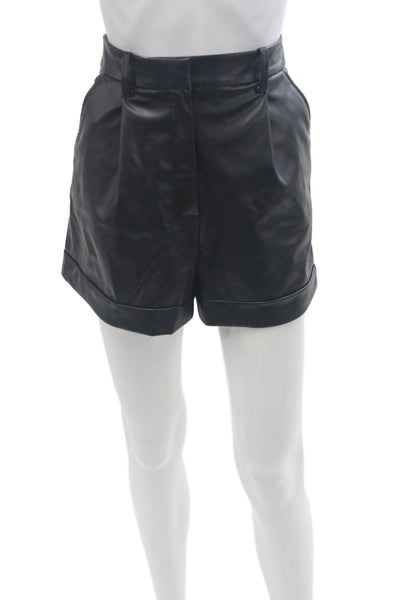Zara Unisex Biker Vegan Leather Shorts Black Size XS