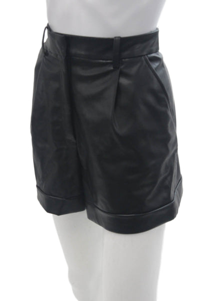Zara Unisex Biker Vegan Leather Shorts Black Size XS
