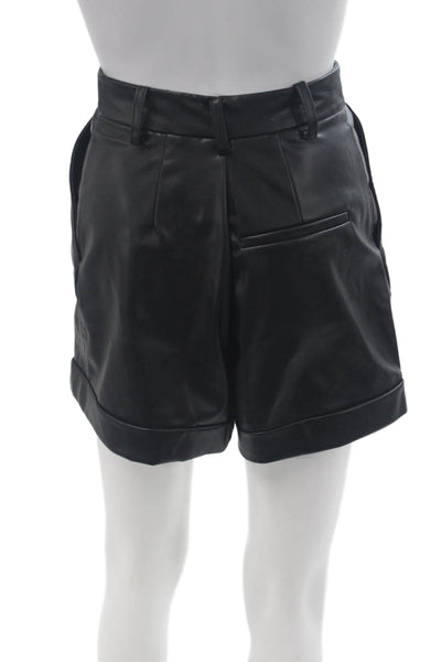 Zara Unisex Biker Vegan Leather Shorts Black Size XS