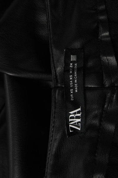 Zara Unisex Biker Vegan Leather Shorts Black Size XS
