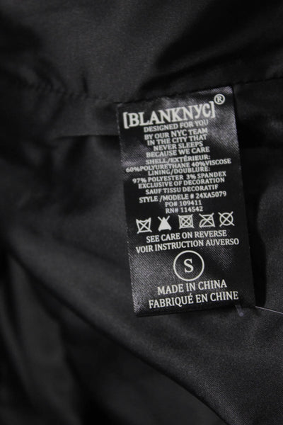 BLANKNYC Womens Black Biker Jacket Star Graphic Snap Closure Size S