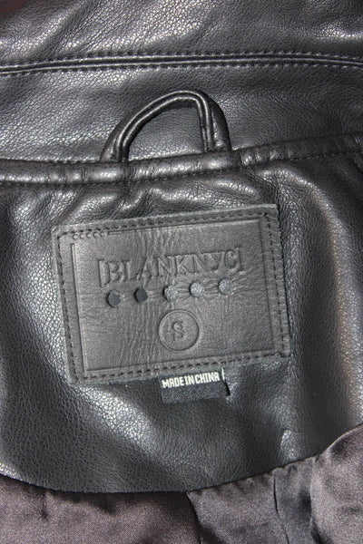 BLANKNYC Womens Black Biker Jacket Star Graphic Snap Closure Size S