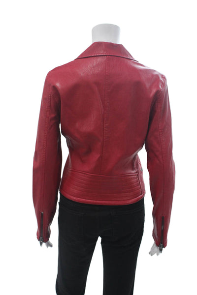 BLANKNYC Womens Biker Motorcycle Jacket Red Collared Snap Size S