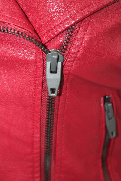 BLANKNYC Womens Biker Motorcycle Jacket Red Collared Snap Size S