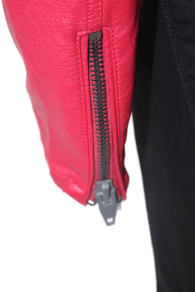 BLANKNYC Womens Biker Motorcycle Jacket Red Collared Snap Size S