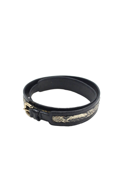 B Low The Belt Womens Medium Width Snakeskin Trim Buckle Belt Black Medium
