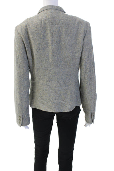 Lafayette 148 New York Women Collared Gray Wool Blend Button Blazer Size 10