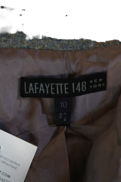 Lafayette 148 New York Women Collared Gray Wool Blend Button Blazer Size 10